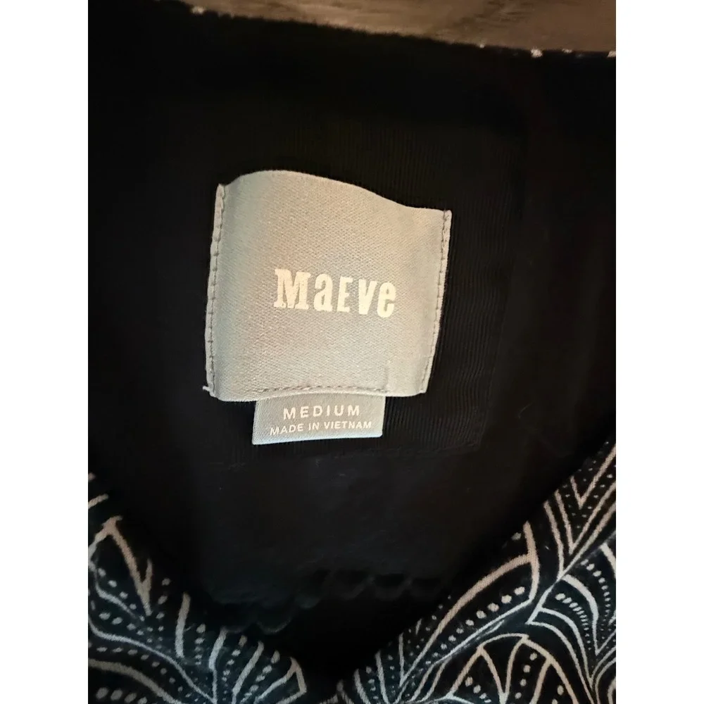 Maeve Anthropologie Galena Midi Dress 3/4 Sleeve Women's size Medium Black White